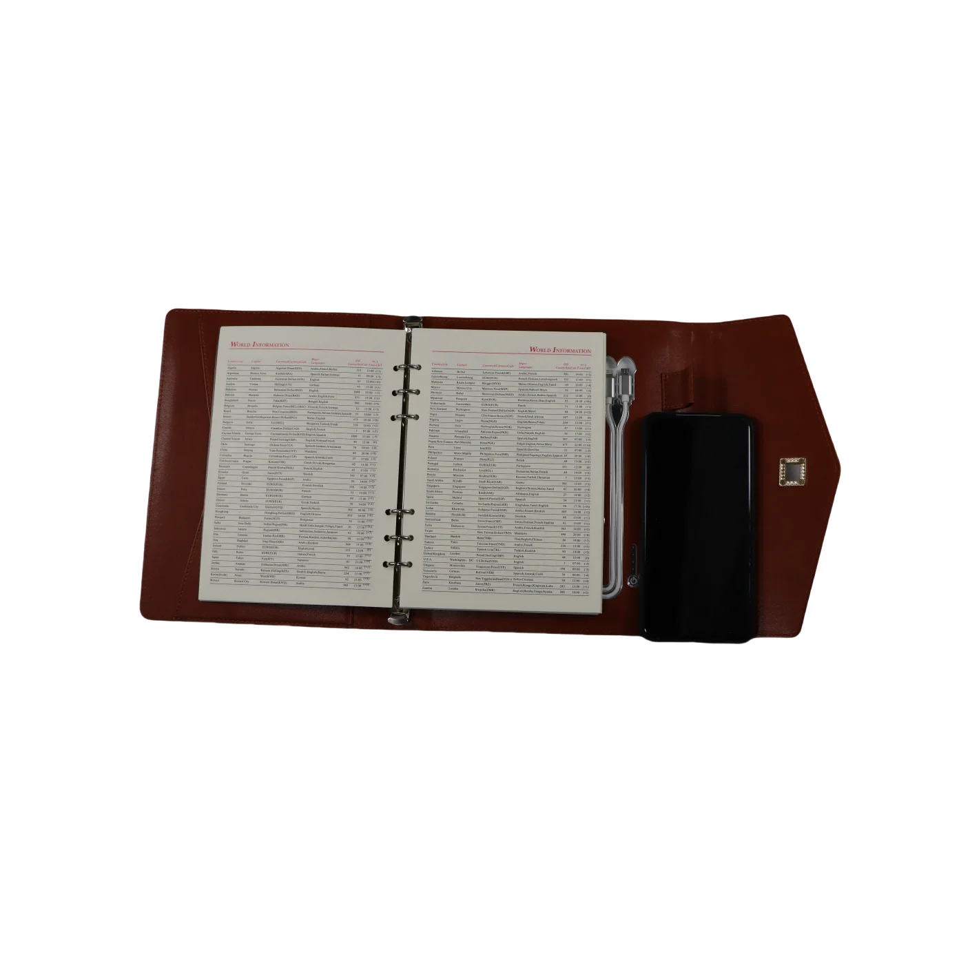 2024 customized zippered  pu leather manager folder powerbank notebook Smart Notebooks