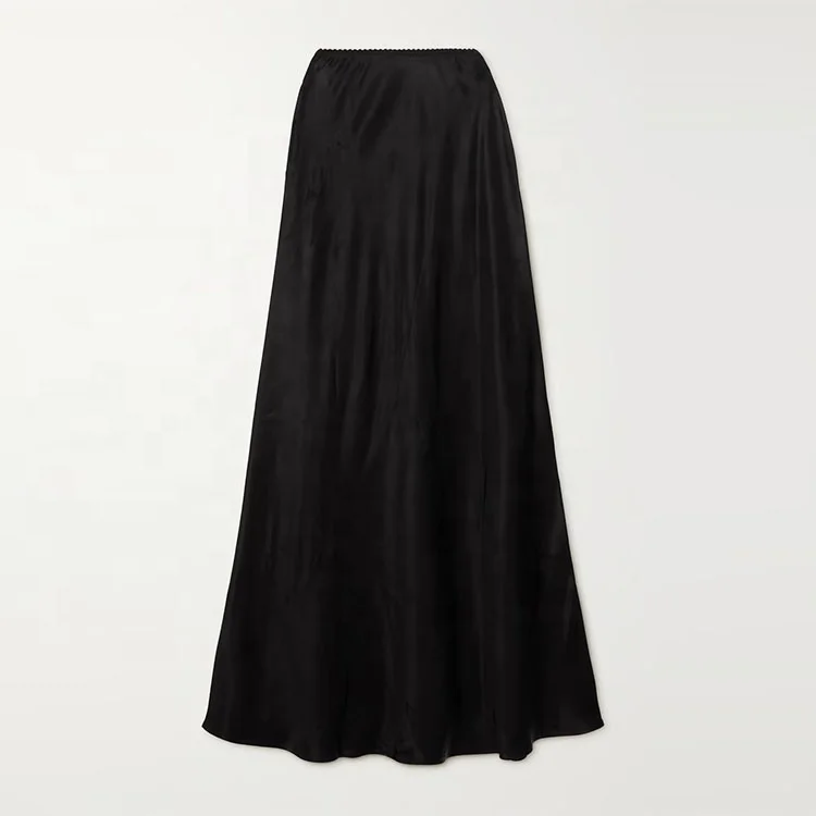 Clothing manufacturer custom spring summer black high waist stretch women elegant casual maxi skirt