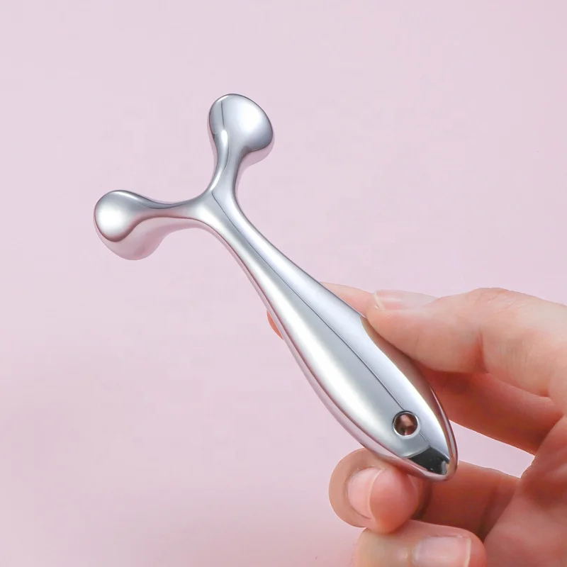 Beauty lifting nose gua sha board metal massage silver face scraping massager