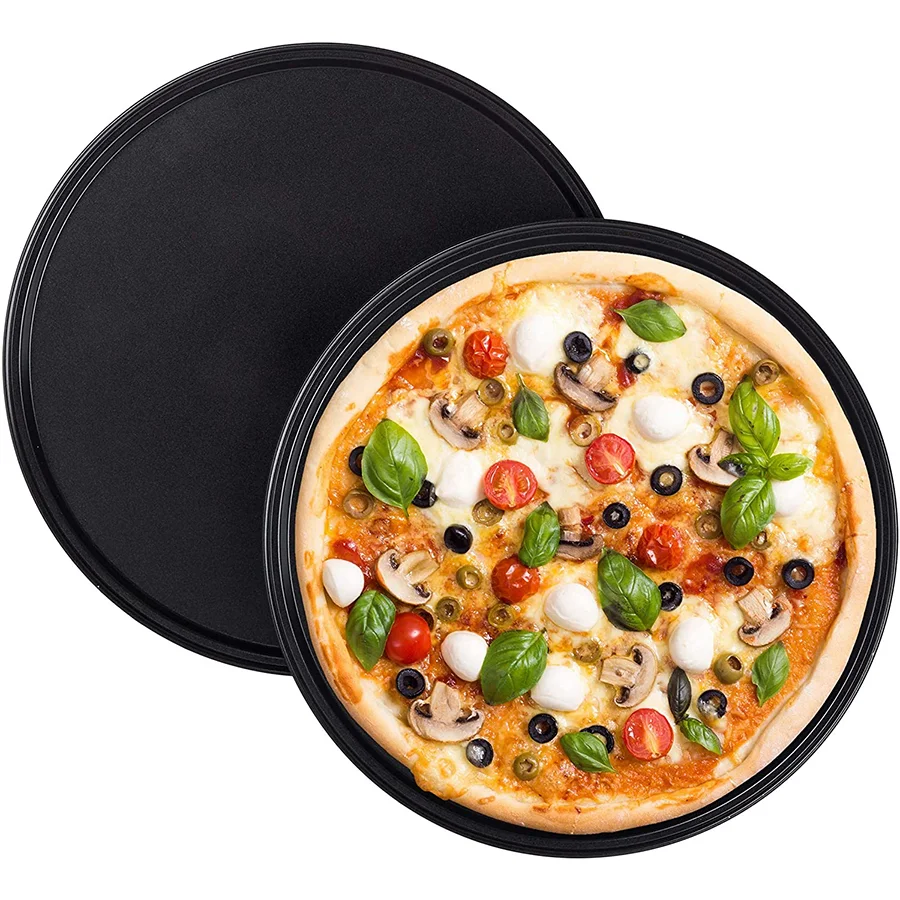 Oven Baking Pizza Tray Pan Carbon Steel Non-stick Round Pizza Plates for Pie