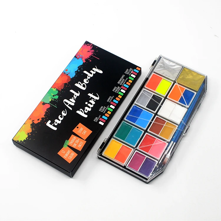 2022 Factory Promotion face Painting DIY 24 Face Paint Kit With Brush peofession split cake face body paint suppliers