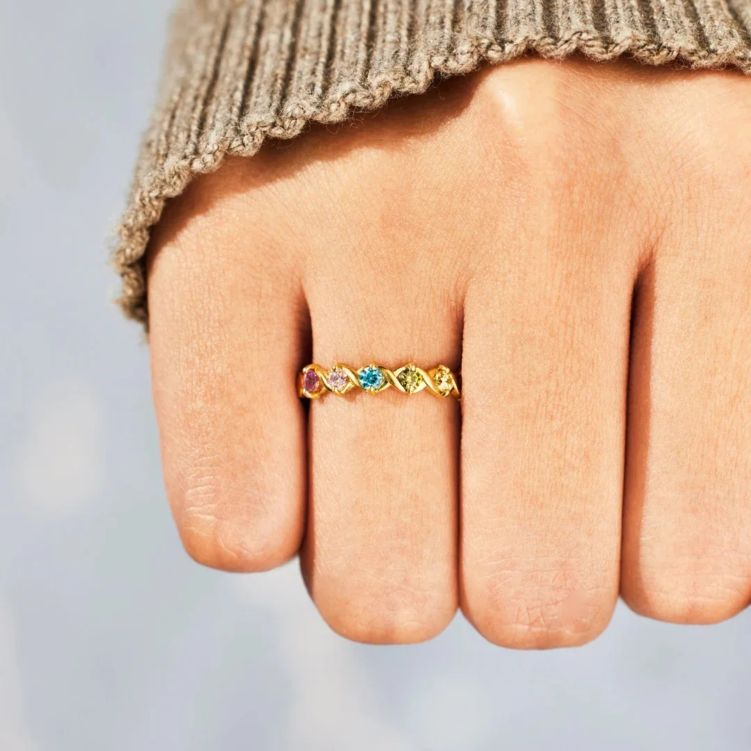 Fashion Jewelry Rings Silver Ring Set For Women Dainty Simulated Diamond Ring Eternity Band Non-Tarnish Gold Jewelry For Women