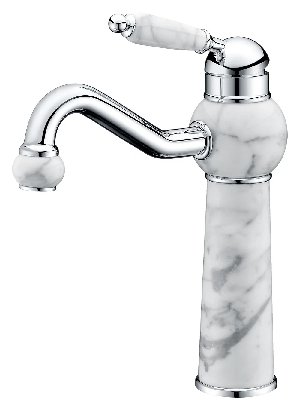 Chinese Single Handle Antique Luxury Deck Mounted basin Faucet Single Handle Jade  Brass marble sthroom faucet