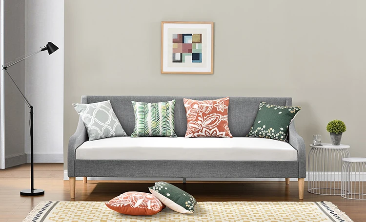 Willsoon Modern Small Double Daybed Home Style Living Room Furniture Soft and Wooden Linen Fabric Sofa Day Bed