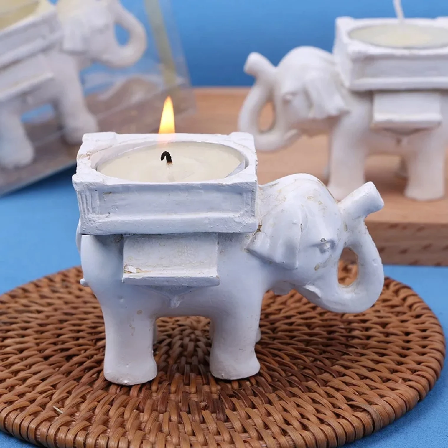 Decorative   wedding centerpieces Gift     Resin  Elephant    Votive Tealight Candle holder  candlestick menorah