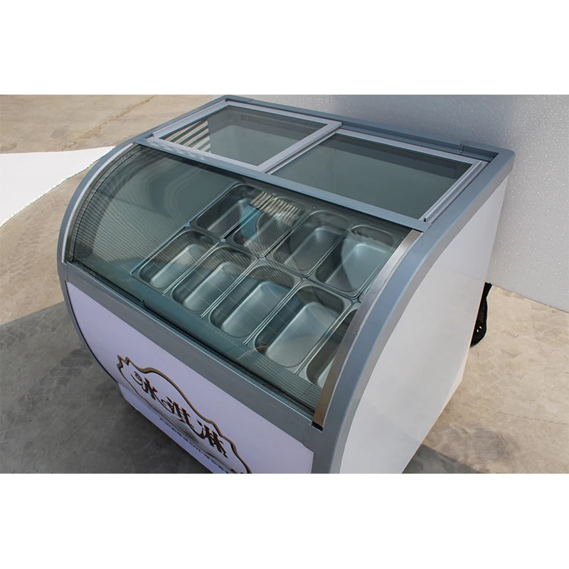 Commercial Use 10 Trays Ice Cream Storage Cabinet Low Cost Glass Fridge Display Freezer on Sale
