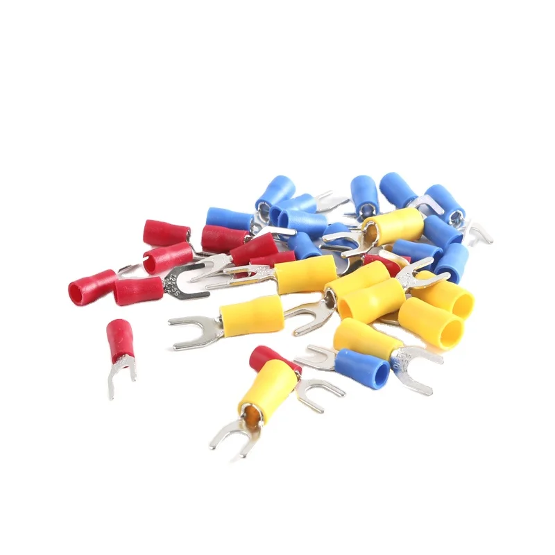 Manufacturer SV Series Insulated Spade Terminal PVC Tinned Cable Lug Insulated Fork shape Terminal SV1.25-4 SV5.5-5