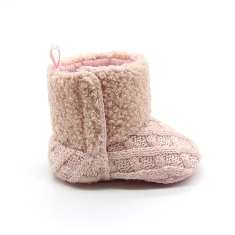 Newborn baby girls lamb wool snow boots