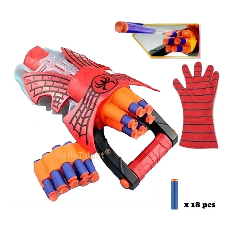 Spiderman Web Shooter Spider Gloves Man Web Shooter Toy for Kids with 18 suctorial bullet