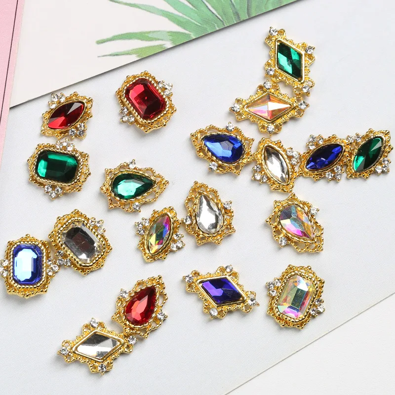 Factory Wholesale Japanese Korea Fashion Style Rhombus 7*11mm Shapes Glass Nail Art Rhinestone for DIY Nail Stickers DIY