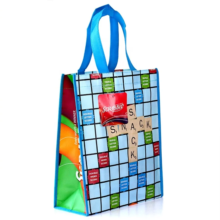 Wholesale eco cheap handle customized logo full color printing reusable foldable non woven shopping bag