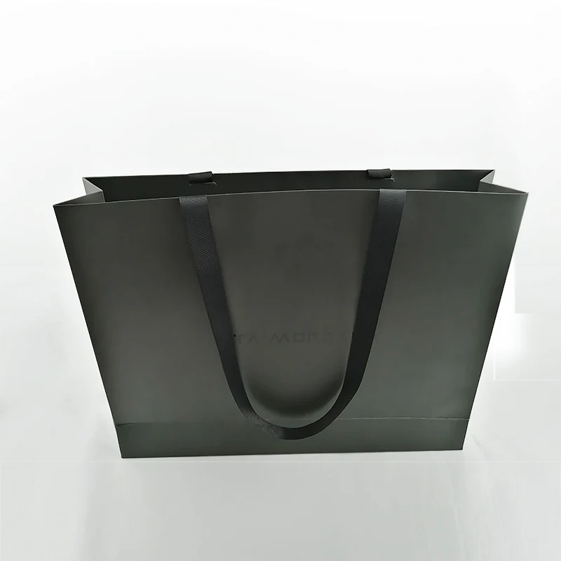 Оптовая продажа, переработанный Пользовательский логотип, УФ Печатный черный роскошный подарочный бумажный пакет для покупок