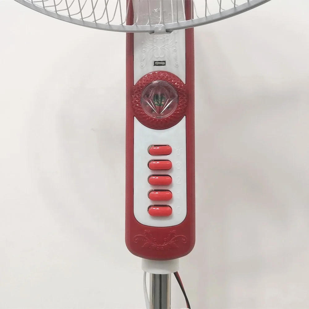 Battery AC/DC Operated 16 Inch 18 Inch Copper Stand Fan Motor 12v Solar Pedestal Fan with Led Light
