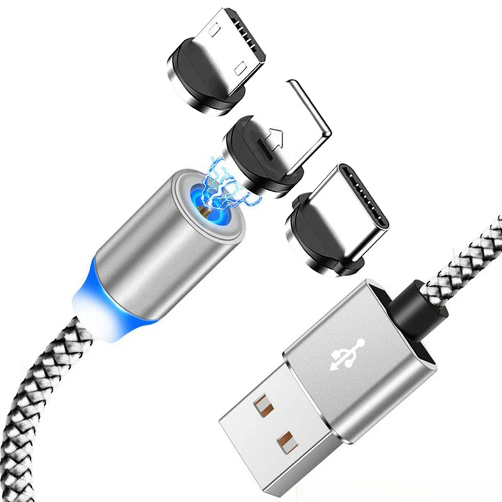 Free Sample Android 3 in 1 Nylon Braided Magnetic Charging USB Cable