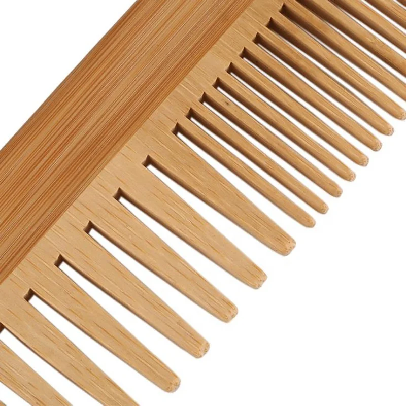 High Quality Wholesale Custom Logo Eco-friendly Natural Bamboo Wide Tooth Comb Beard Comb