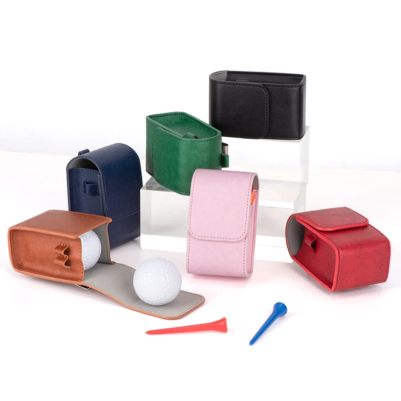 Wholesale Leather Golf Ball Pouch Outdoor Ball Waist Bag Organizer Case Golf Accessories Storage Bag for Golf
