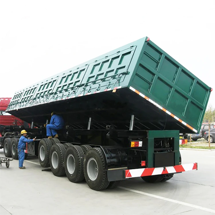 2025 New 4 Axles Dumping Trailer Heavy Load 80-100 Ton Sand Stone Cargo Side Rear Tipper Dump Semi Trailer In Africa In Nigeria