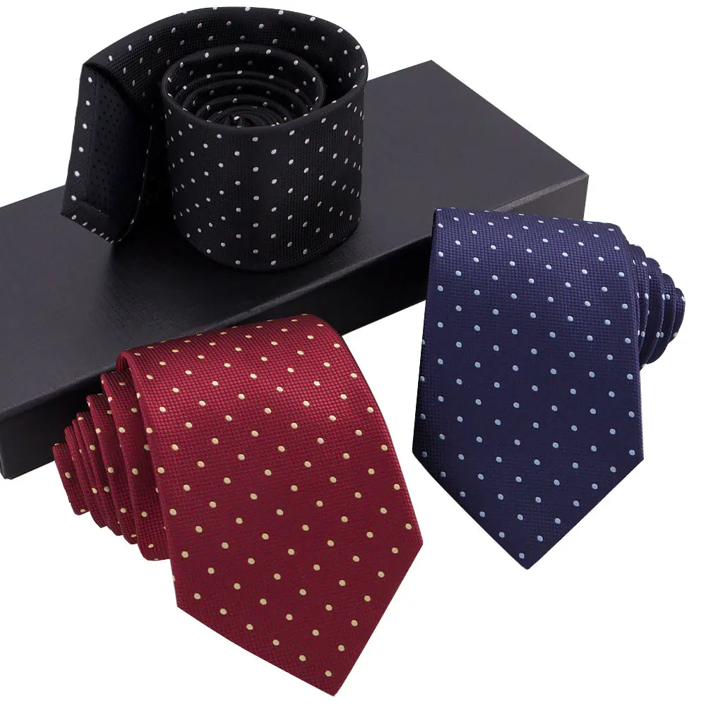 Zecheng China Jacquard Woven Polka Dot 100% Organic Men Silk Tie Sets