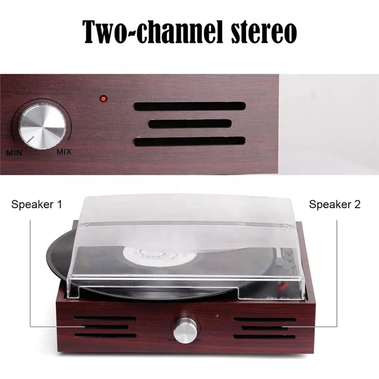 Nostalgic stereo vinyl records player gramophone phonograph three speed record player