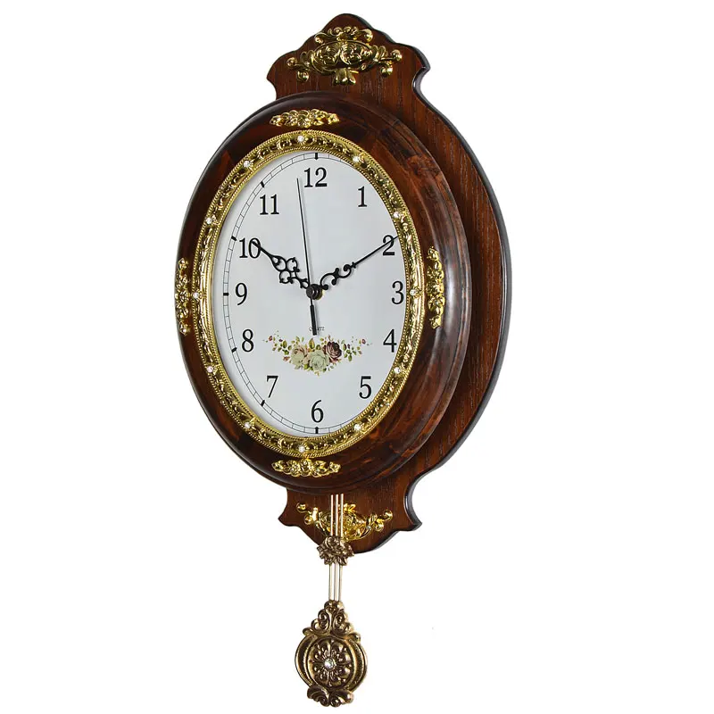 Wall Clock Wood Popular old Style Wooden Antique Decorative Corded Telephone