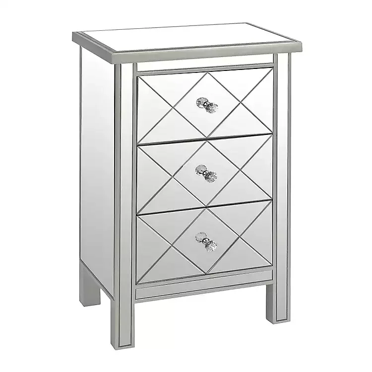 Contemporary Crystal Embellished Mirrored 3 Drawer Chest For Home Decor