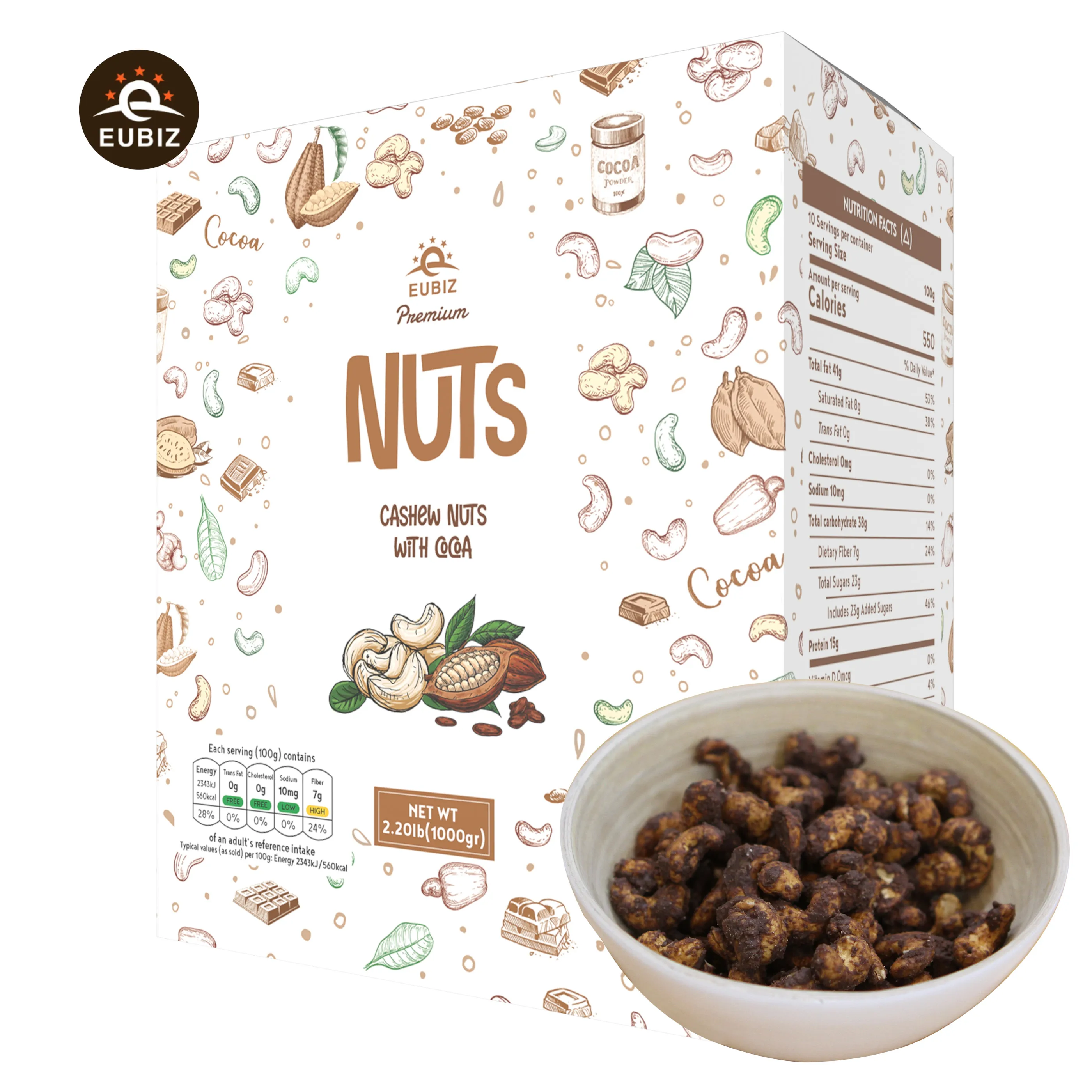 
 EUBIZ-орехи кешью-Аромат: Coca-Box (бумага) 1000 г (35,3 унции)-сделано во Вьетнаме-здоровая закуска  