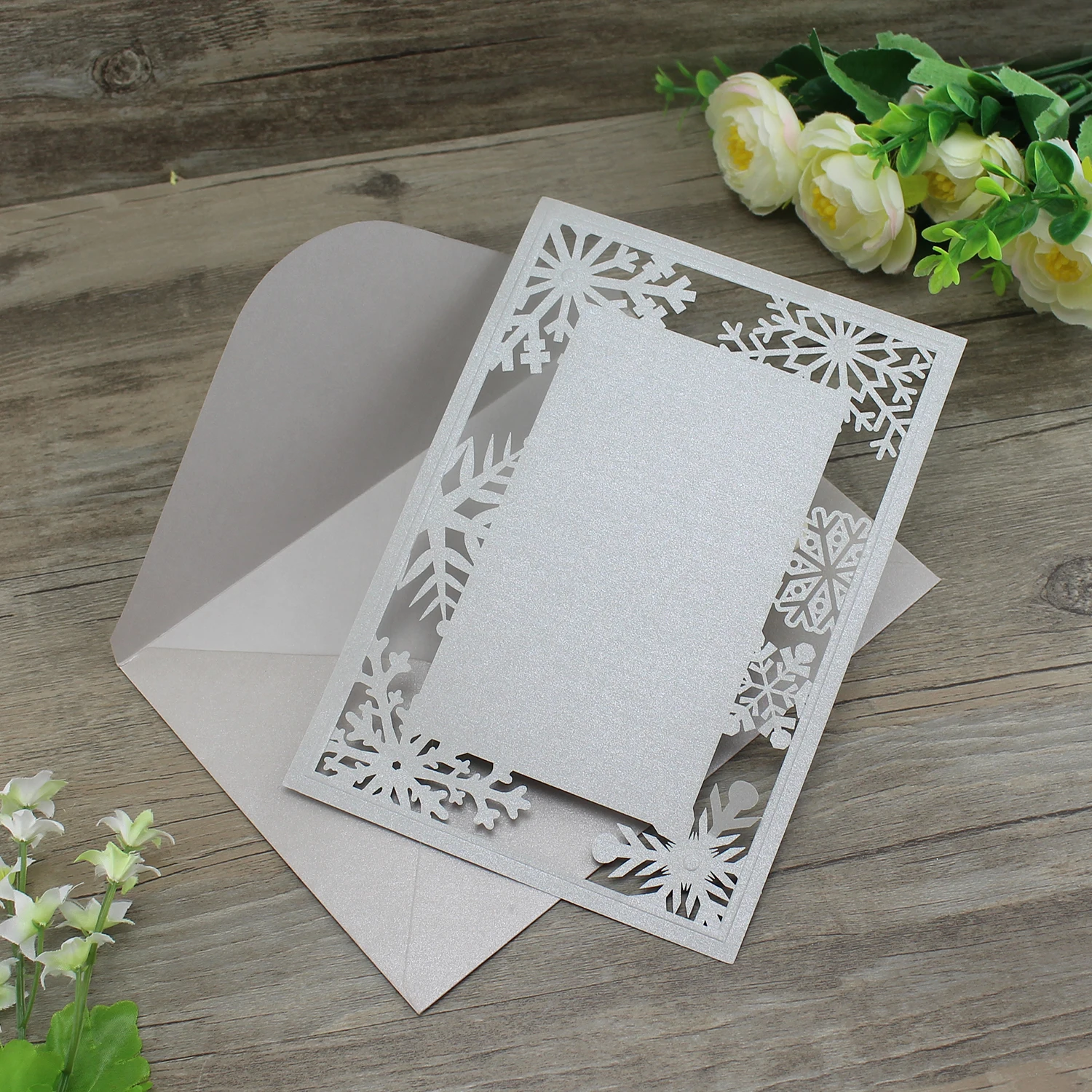 Уникальная Снежинка зимняя белая свадебная пригласительная лазерная резка карты