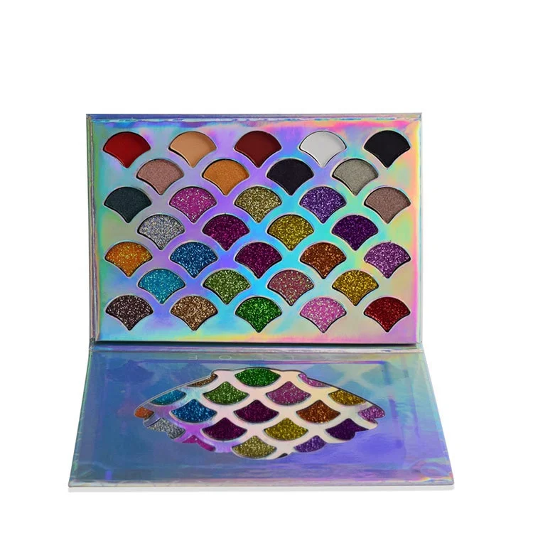 Wholesale Private Label 32 Color Eyeshadow Palette With Gold Tray And Neon Color