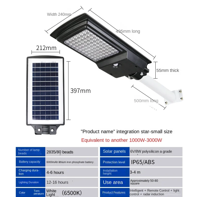 Factory Direct Supply High Efficiency Solar Induction Street Lamp 180W Waterproof Solar Garden Light