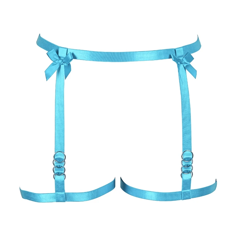 Black Punk Body Harness Garter Thigh Waist Elastic Strappy Rose Red  Stockings Suspender Belt Hollow out Rave Gothic Leg