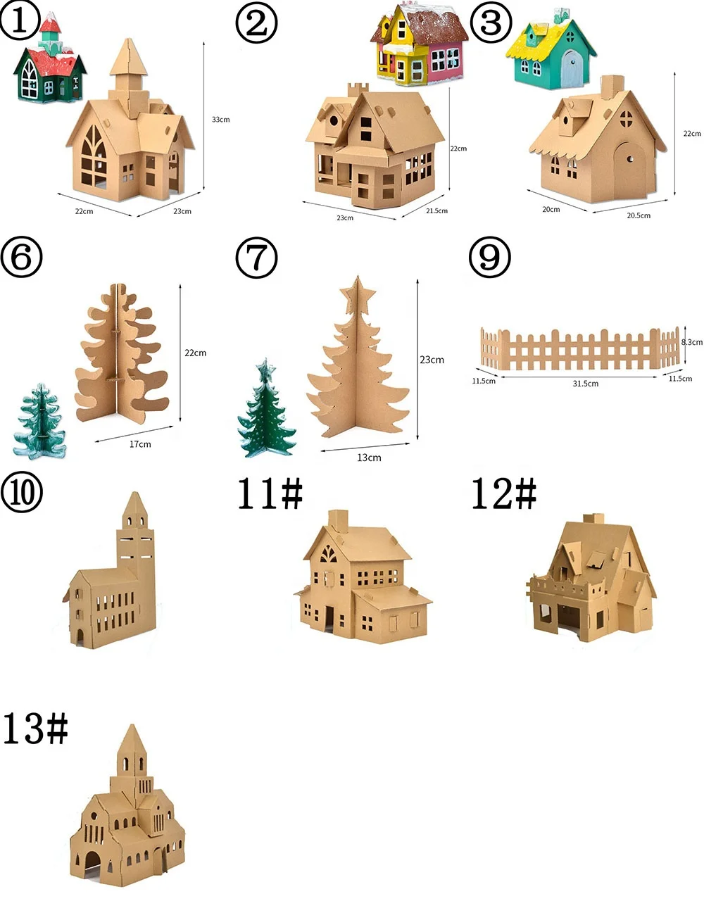 Gingerbread Cardboard House Kit for Kids DIY Housing Christmas Decorations DIY Cardboard House Xmas Desktop Ornament Decor