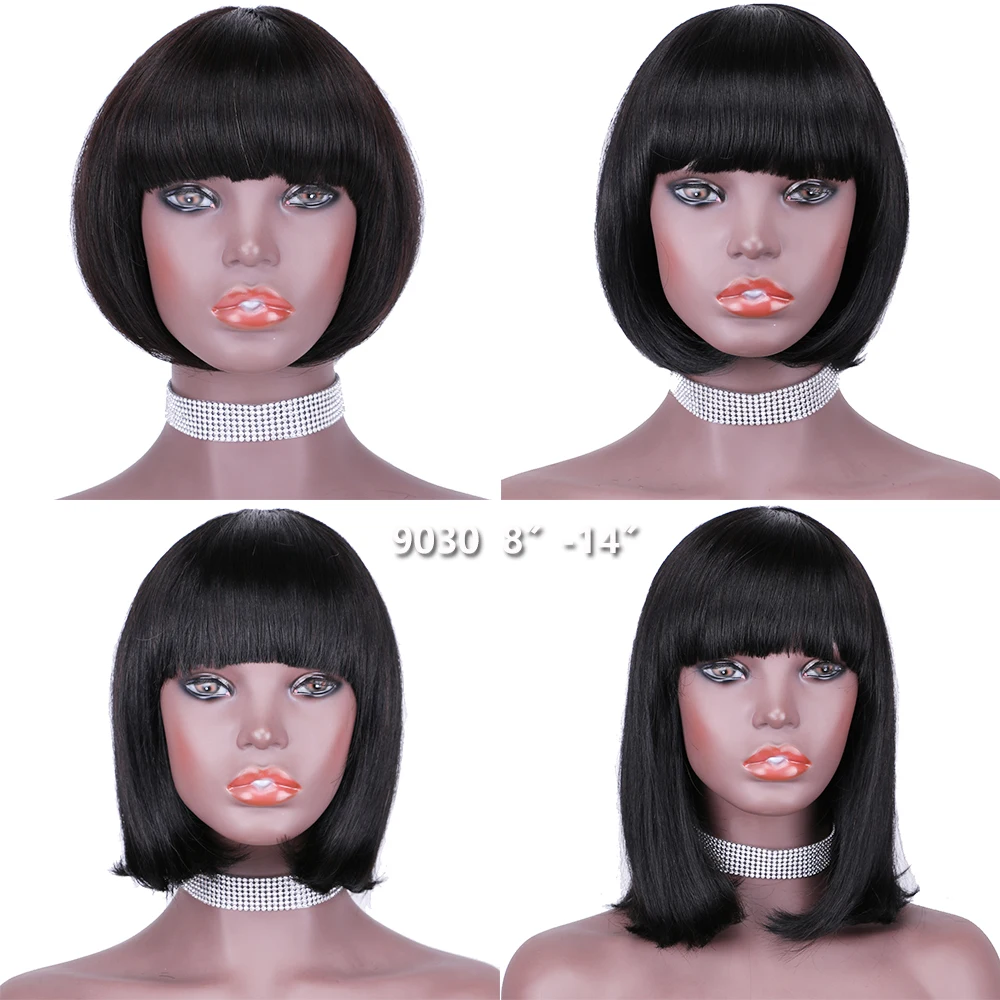 Cheap Wigs Short Length Natural Human Hair Different Colors No Lace Raw Indian Hair Wigs