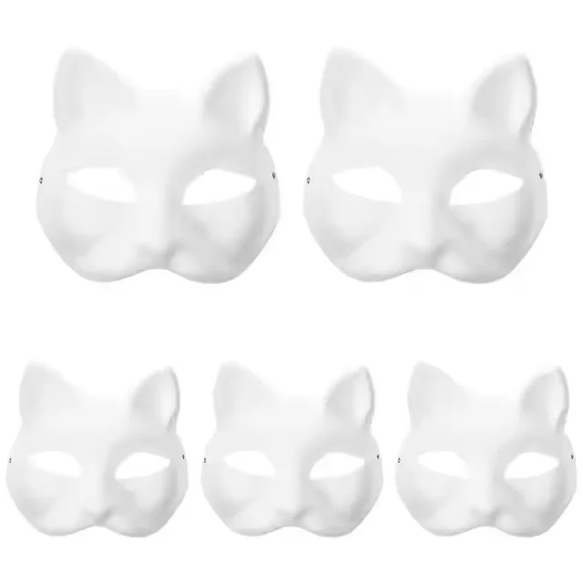 DIY Anime Pulp Japanese Mask Half Face Hand-painted Cat Fox Mask Anime Masquerade Halloween Festival Cosplay Prop