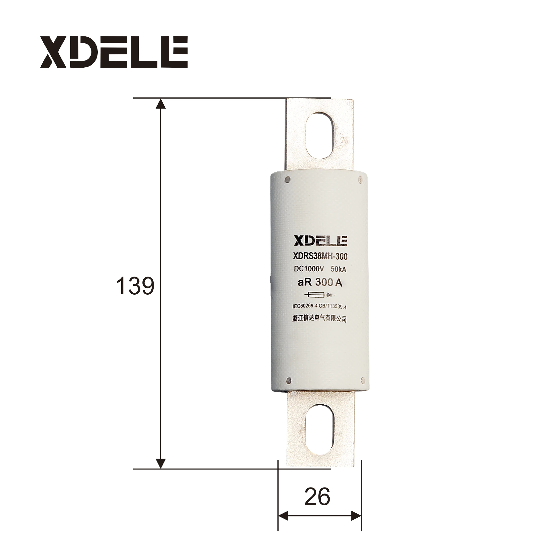 Фотоэлектрический предохранитель для электромобиля XDELE XDES38MH-300, для быстрой плавки, 1000 В DC 750 В