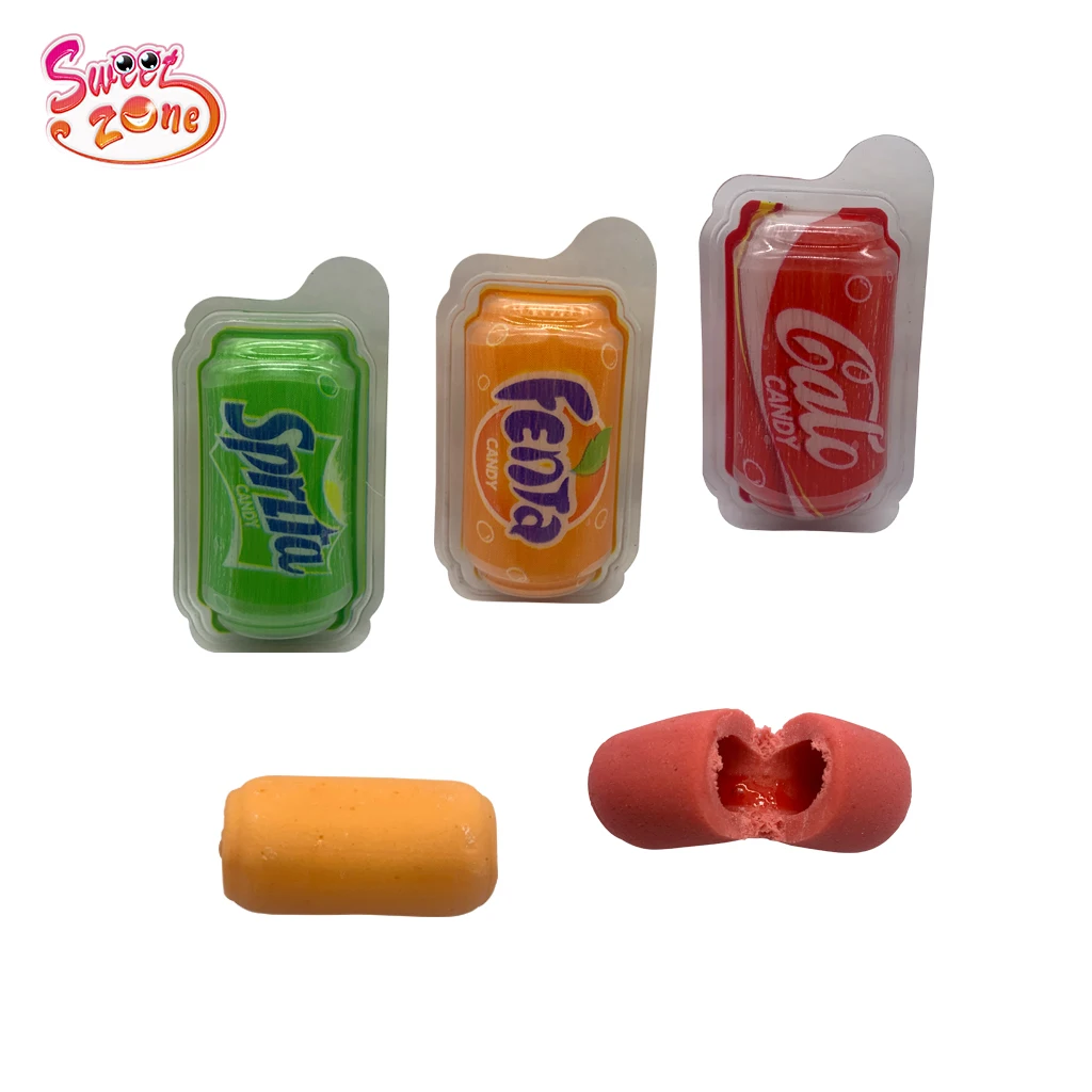 Funny Drink Bottle Shape Bubble Chewing Gum Candy with Fruit Jam