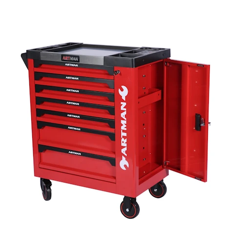 New model 7 drawers tool trolley with side door with stainless steel top