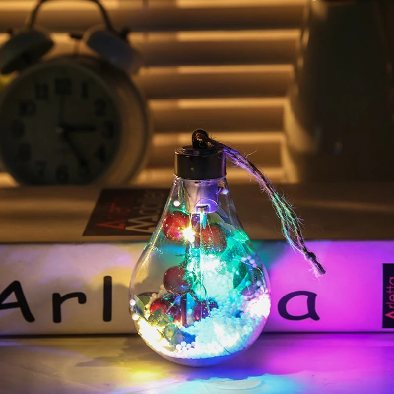 
Glass LED Christmas Tree Light Bulbs inside Snowflake Festival Xmas Hanging Ball Decoration Party Ornaments 