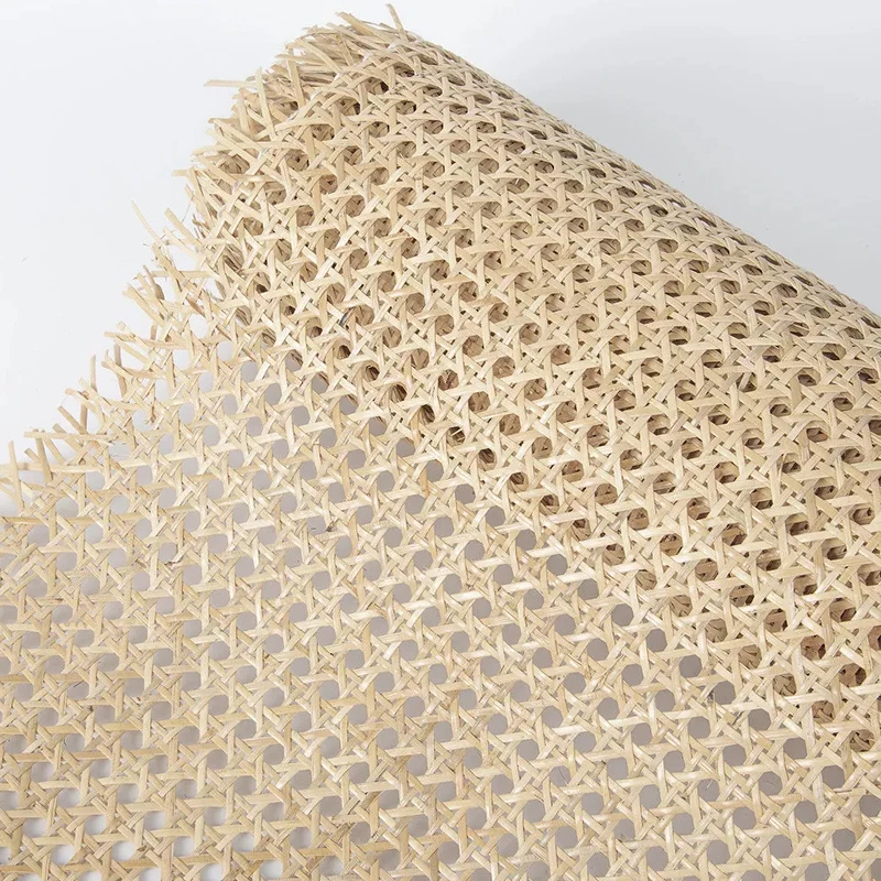 In stock foshan Open mesh raw material woven natural rattan webbing cane roll