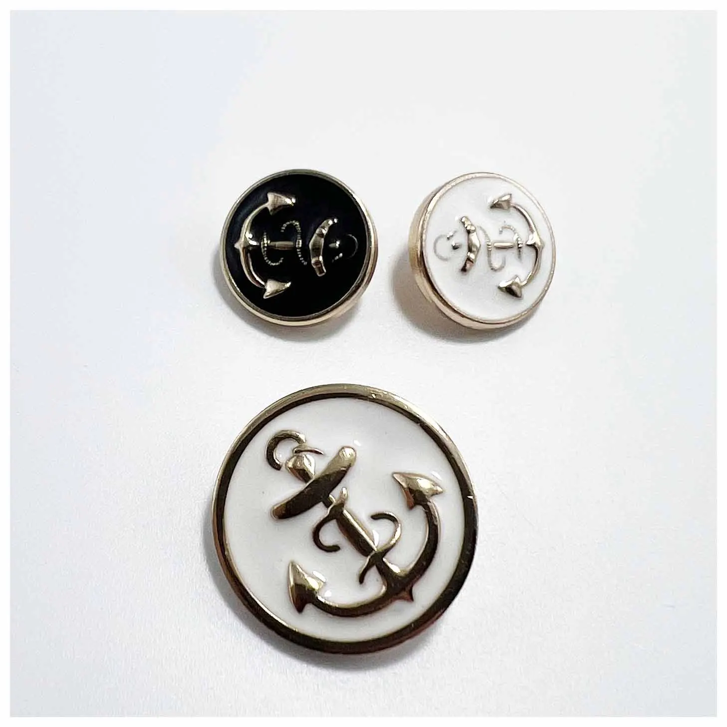 High-end clothing decorative captain anchor design sculpted metal buttons custom wholesale