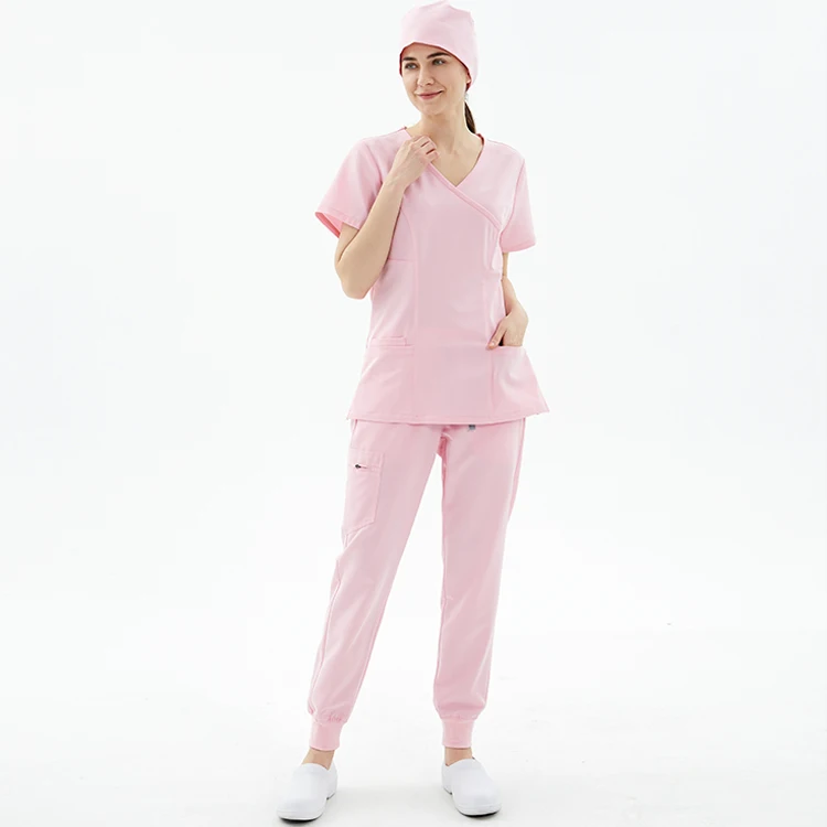 Hospit Fashion Cotton Uniform Scrubs Printed Scrub Uniform Suit Set Top And Pants Scrub Woman Uniform
