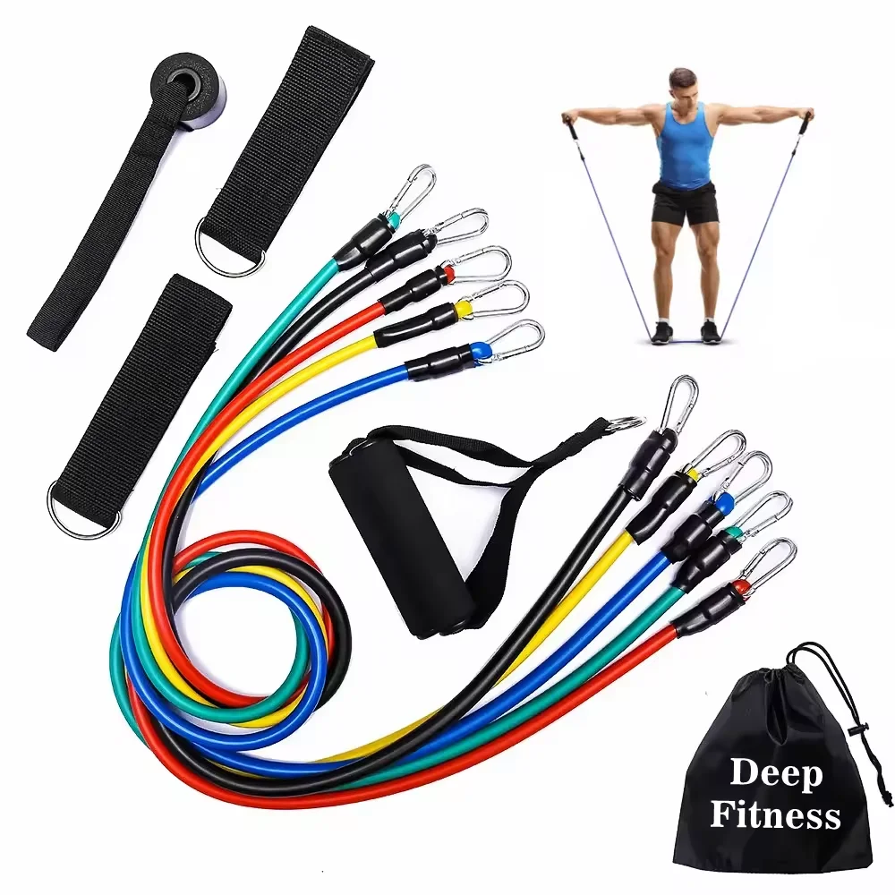 11 Pcs Custom Private Label Tension Rope Resistance Bands Gym Fitness Pull Up Resistance Bands Set with Anchor Handles