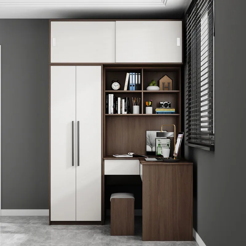 New multifuctinal children & kids Modern combined Wardrobes furniture set with studying desk and book shelf