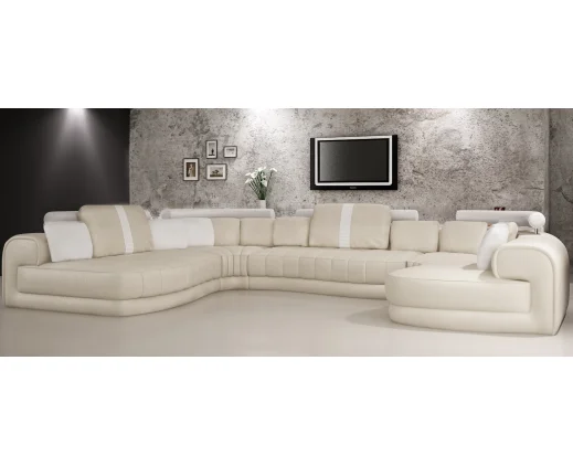 White U-shaped combination sofa unique radian furniture adjustable headrest modern sofa furniture