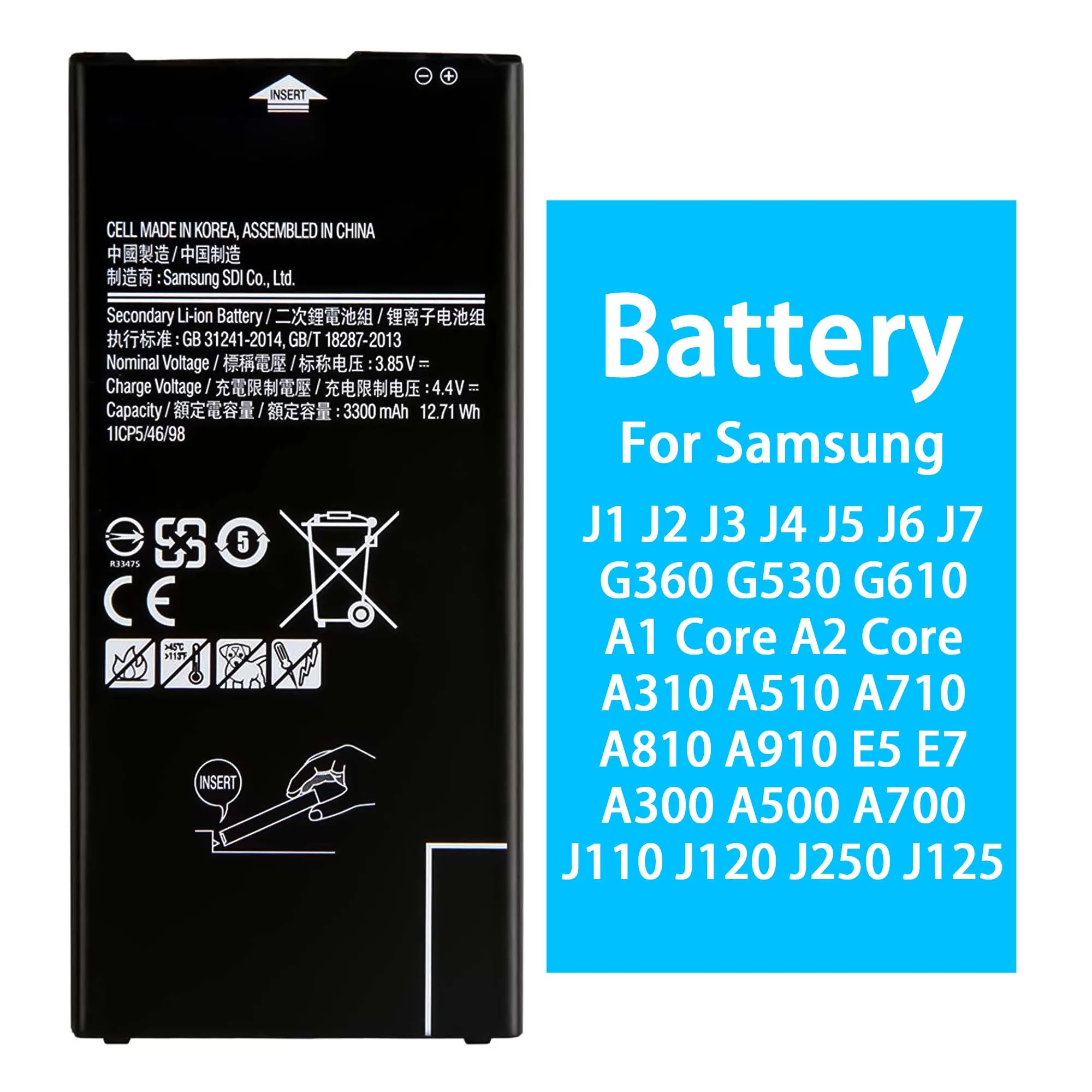 original quality battery J2 J3 J5 G530 G360 J7 J710 J5 J510 J6  G610 rechargeable battery for Samsung Grand (1600301524329)