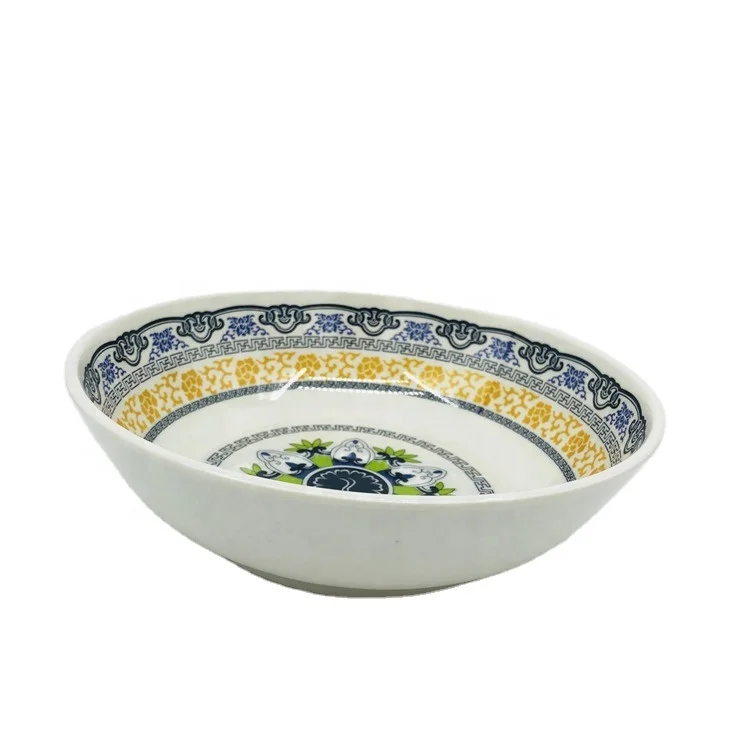 Retro exquisite tableware Round plastic melamine soup bowl