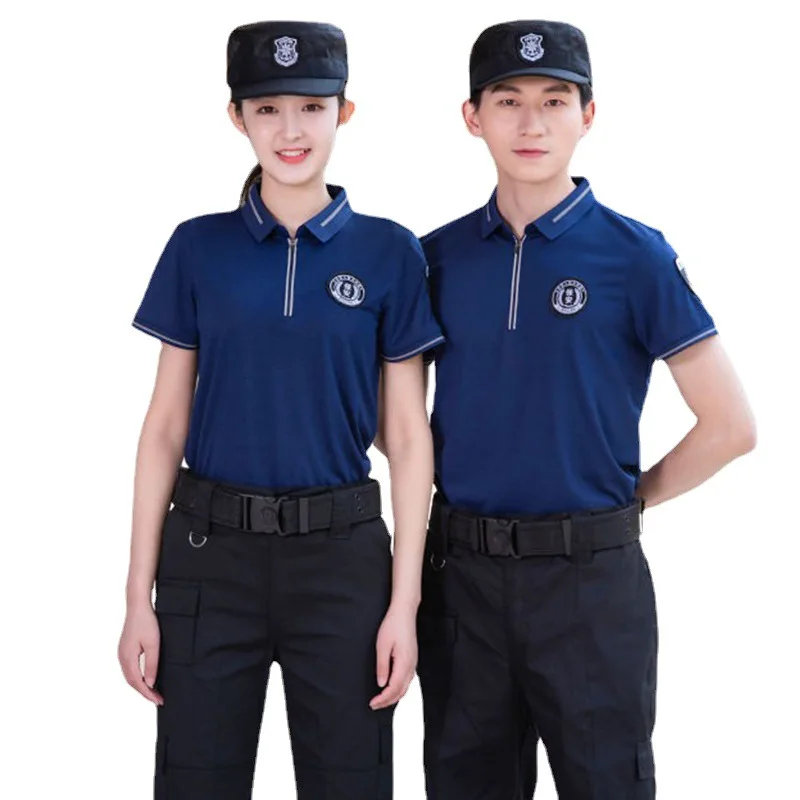 Wholesale best hotel custom logo polo t shirt doorman security guard uniforms black