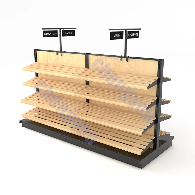 wooden rubber wood plank commercial shopping mall display stands retail cosmetic store display racks with accessaries
