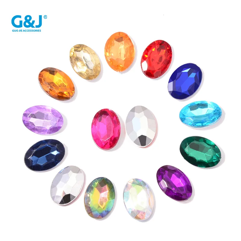 Sharp bottomed oval acrylic egg shaped diamond jewelry, adhesive crystal stone hair accessory patch