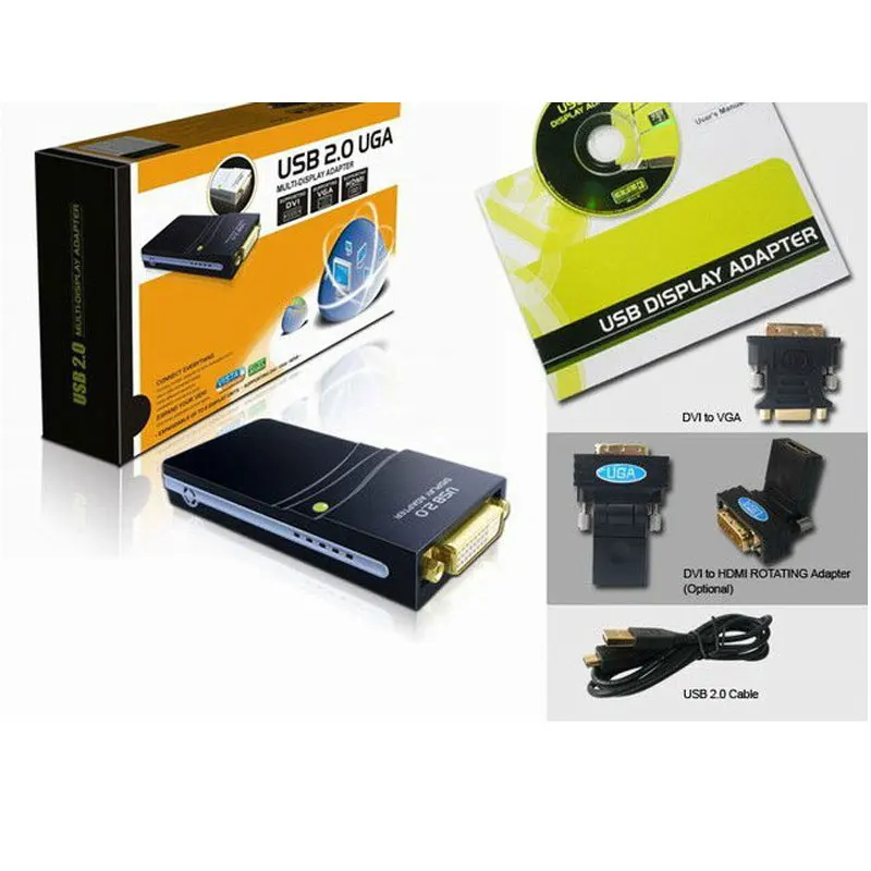 UGA USB2.0 для VGA DVI 1080 карта дисплея