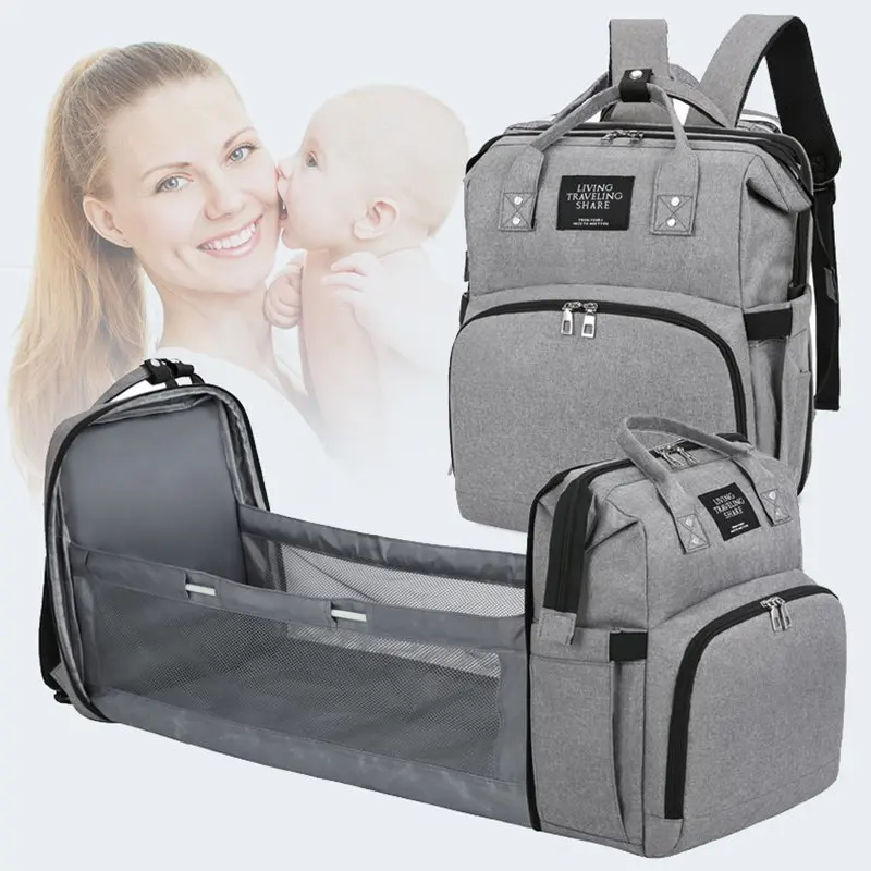 
NEW Waterproof Travel Maternity Nursing Backpack Foldable Baby Bed Mommy Nappy Diaper Bag with Bed Bassinet 